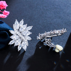 CWWZircons Flower CZ Stones Ear Clip Earrings CZ160
