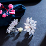 CWWZircons Flower CZ Stones Ear Clip Earrings CZ160