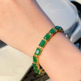 Green CZ Square Tennis Bracelet for Women CB280