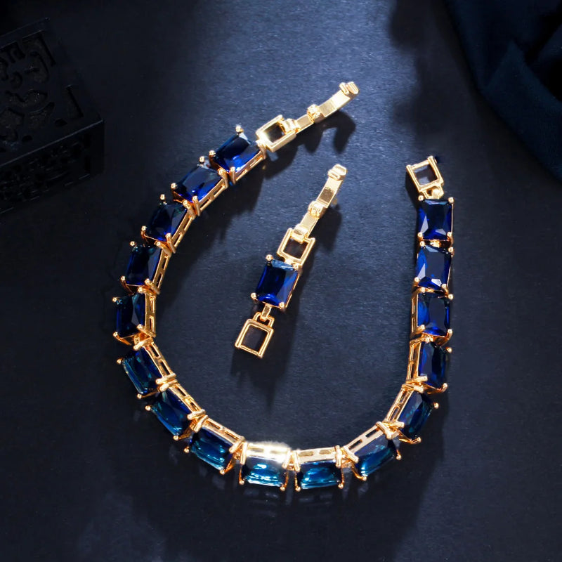 Green CZ Square Tennis Bracelet for Women CB280