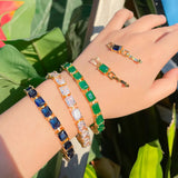 Green CZ Square Tennis Bracelet for Women CB280