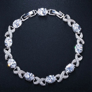 CWWZircons Silver Crystal Charm Bracelet Wedding Bridesmaid Gift
