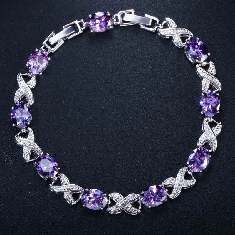CWWZircons Silver Crystal Charm Bracelet Wedding Bridesmaid Gift