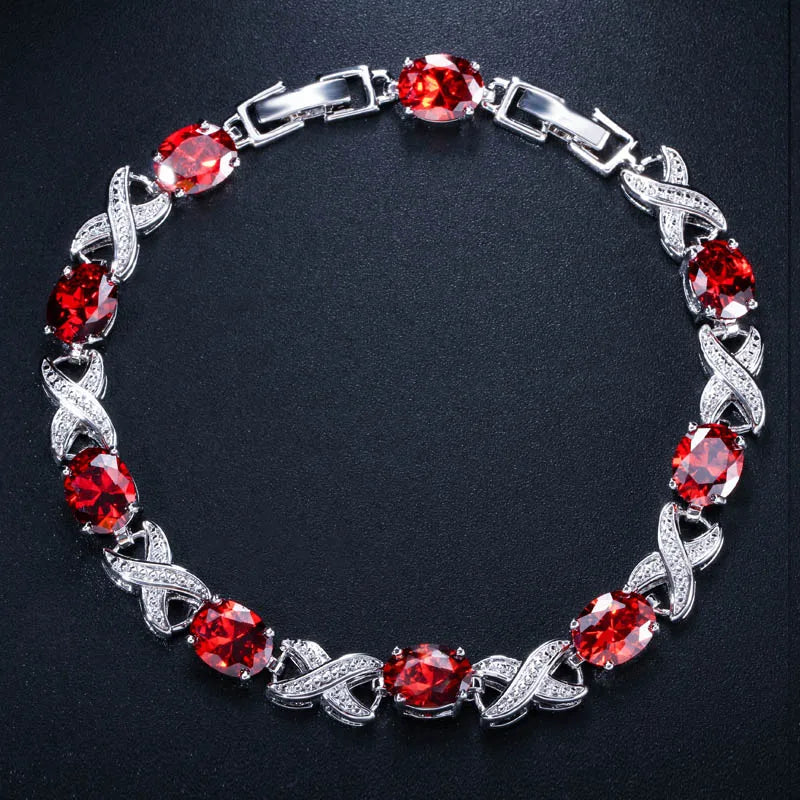 CWWZircons Silver Crystal Charm Bracelet Wedding Bridesmaid Gift