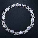 CWWZircons Silver Crystal Charm Bracelet Wedding Bridesmaid Gift