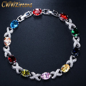 CWWZircons Silver Crystal Charm Bracelet Wedding Bridesmaid Gift