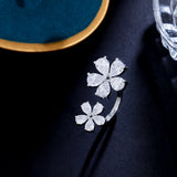 CWWZircons Flower Adjustable Cuff Ring for Women R256