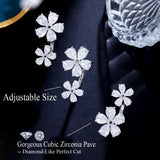 CWWZircons Flower Adjustable Cuff Ring for Women R256