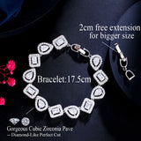 CZ Pave Setting Silver Rectangle Chain Link Bracelet for Women