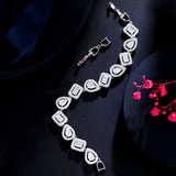 CZ Pave Setting Silver Rectangle Chain Link Bracelet for Women