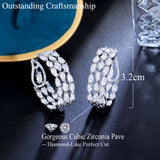 CWWZircons Double Sided CZ Paved Hoop Earrings for Women CZ498