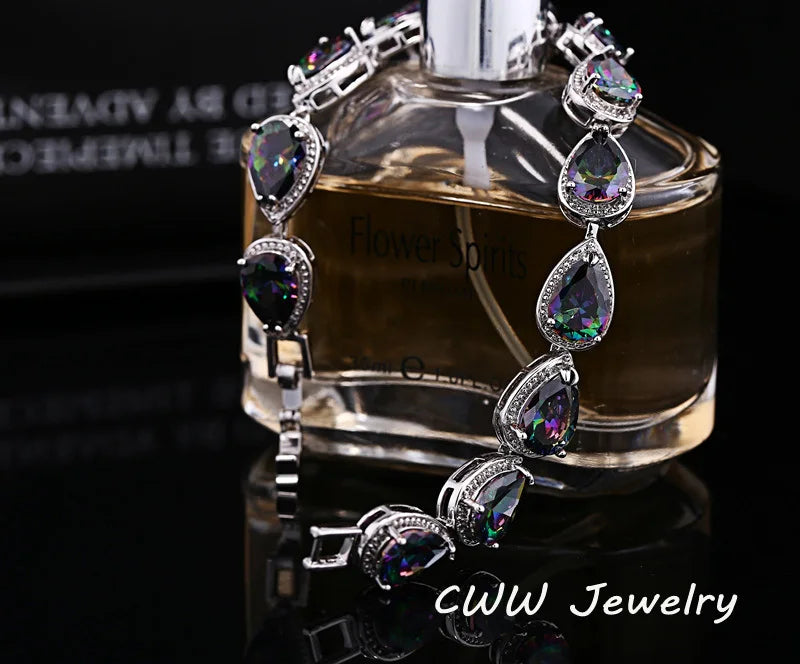 CWWZircons CZ Cluster Bracelet for Girls or Mothers