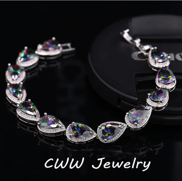 CWWZircons CZ Cluster Bracelet for Girls or Mothers