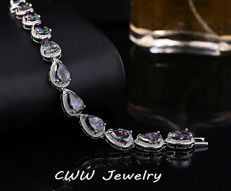 CWWZircons CZ Cluster Bracelet for Girls or Mothers