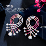 Geometric Red CZ Pave Dangle Earrings for Women CZ988