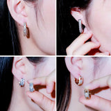 CWWZircons CZ Hoop Earrings 585 Plated Circle Huggie