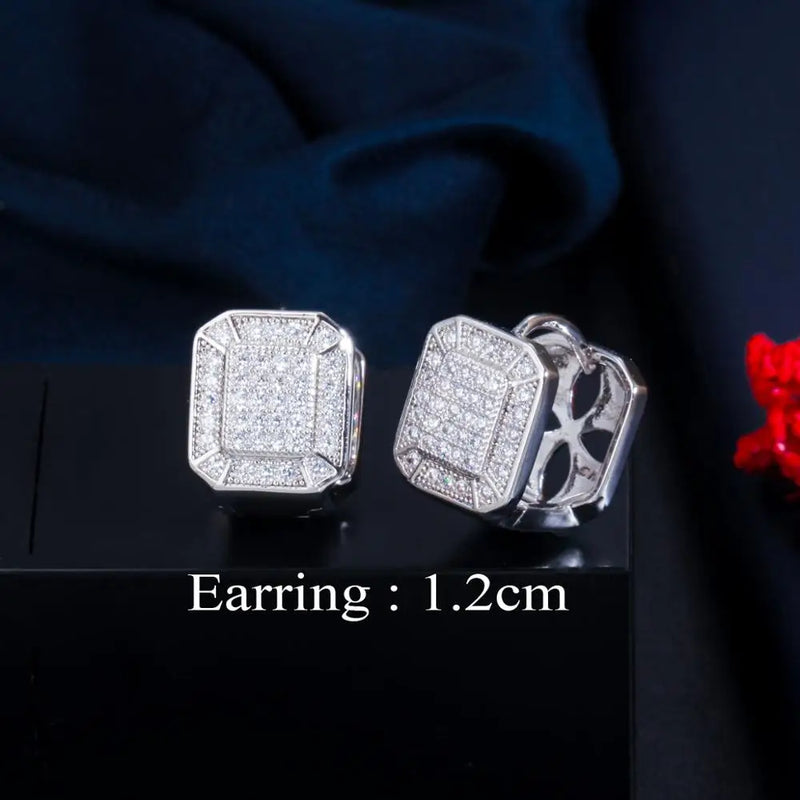 CWWZircons CZ Hoop Earrings 585 Plated Circle Huggie
