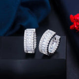 CWWZircons CZ Hoop Earrings 585 Plated Circle Huggie