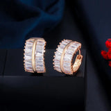 CWWZircons CZ Hoop Earrings 585 Plated Circle Huggie