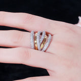 CZ Twist Lines Geometric Engagement Ring R141