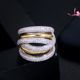 CZ Twist Lines Geometric Engagement Ring R141