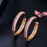 CWWZircons Rainbow CZ Big Round Huggie Hoop Earrings for Women