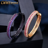 CWWZircons Rainbow CZ Big Round Huggie Hoop Earrings for Women
