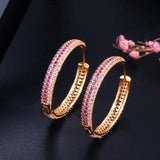 CWWZircons Rainbow CZ Big Round Huggie Hoop Earrings for Women