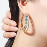 CWWZircons Double Circle Rainbow CZ Crystal Hoop Earrings for Women CZ562