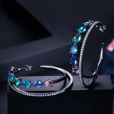 CWWZircons Double Circle Rainbow CZ Crystal Hoop Earrings for Women CZ562