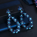 Zircon Dangle Flower Leaf Crystal Earrings CZ733