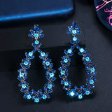 Zircon Dangle Flower Leaf Crystal Earrings CZ733
