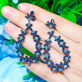 Zircon Dangle Flower Leaf Crystal Earrings CZ733
