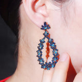 Zircon Dangle Flower Leaf Crystal Earrings CZ733