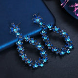 Zircon Dangle Flower Leaf Crystal Earrings CZ733