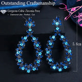 Zircon Dangle Flower Leaf Crystal Earrings CZ733