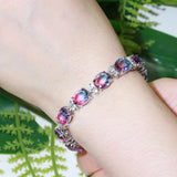 CWWZircons Oval Rainbow Fire CZ Tennis Bracelet Wedding Jewelry Gift