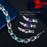 CWWZircons Oval Rainbow Fire CZ Tennis Bracelet Wedding Jewelry Gift