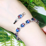 CWWZircons Oval Rainbow Fire CZ Tennis Bracelet Wedding Jewelry Gift