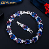 CWWZircons Oval Rainbow Fire CZ Tennis Bracelet Wedding Jewelry Gift