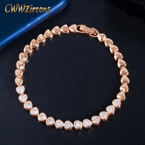 CWWZircons Love Heart CZ Tennis Bracelet for Women Jewelry Gift