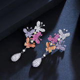CWWZircons Purple Red Butterfly Drop Earrings CZ970