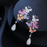 CWWZircons Purple Red Butterfly Drop Earrings CZ970