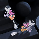 CWWZircons Purple Red Butterfly Drop Earrings CZ970