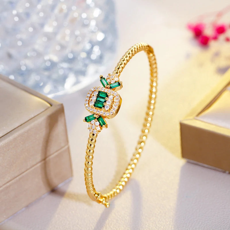 Green Cubic Zirconia Women Engagement Bangles BG053