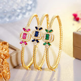 Green Cubic Zirconia Women Engagement Bangles BG053