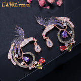 CWWZircons Exclusive Rose Dangle Drop Earrings Green Purple Red CZ348