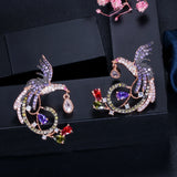 CWWZircons Exclusive Rose Dangle Drop Earrings Green Purple Red CZ348