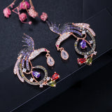 CWWZircons Exclusive Rose Dangle Drop Earrings Green Purple Red CZ348