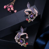 CWWZircons Exclusive Rose Dangle Drop Earrings Green Purple Red CZ348